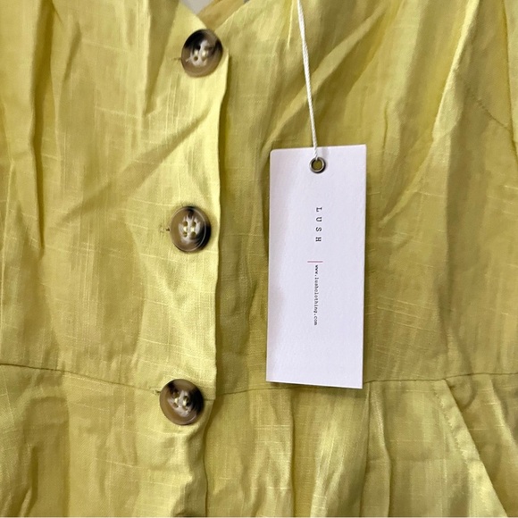 LUSH Canary Yellow Button-Up Romper - Picture 3 of 8